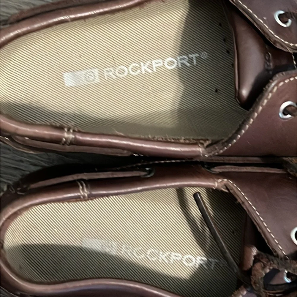 Rockport Men's Leather Dark Brown Boat Shoes Size 10